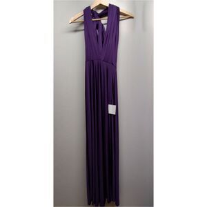 New Lulus Ball Gown Dress Women Size S Purple Satin Stretch Halter Formal Dance